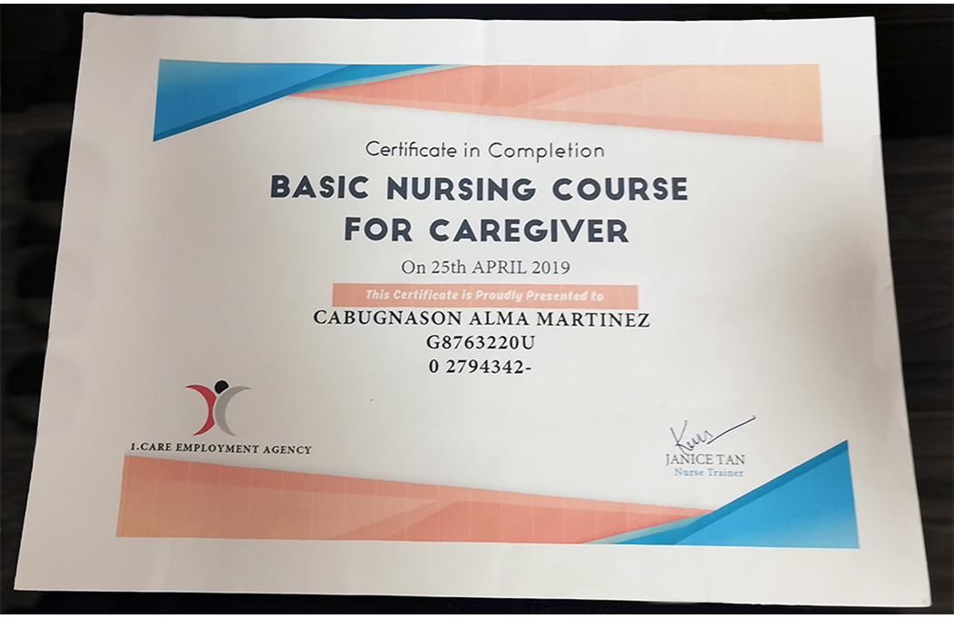 Alma’s previous employer sent her for this Caregiver Training course