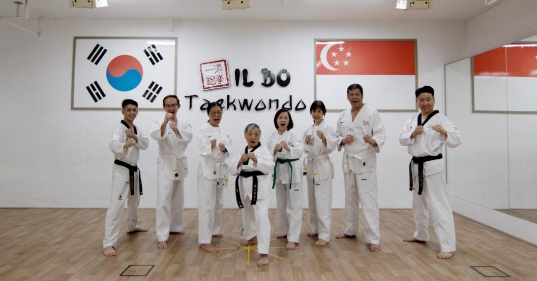 senior and her taekwondo classmates