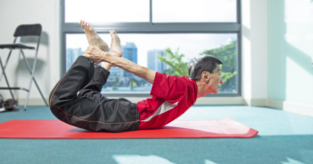 senior showcasing yoga pose