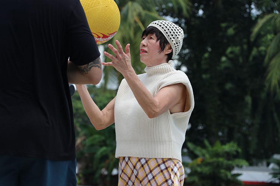 senior in singapore playing flippa ball senior in singapore playing flippa ball